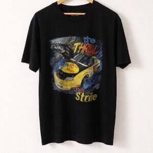 Bass Pro Shops Black Tee with Yellow and Blue Car Graphic